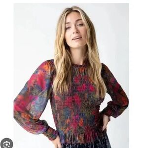 Natural Life Julianna Mesh Smocked Top Size XL